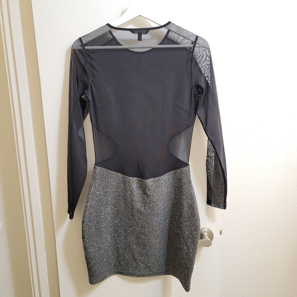 Express Silver Metallic Long Sleeve Dress in 6 - Picture 2 of 16